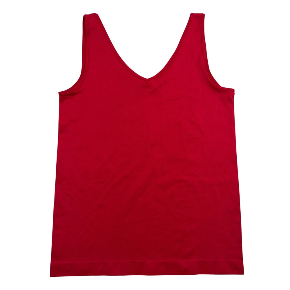 White‎ House Black Market Tank Top Womens M Red V-Neck Seamless Stretch Layering